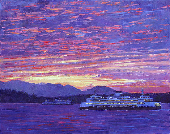 Crimson Sunset in the Sound
